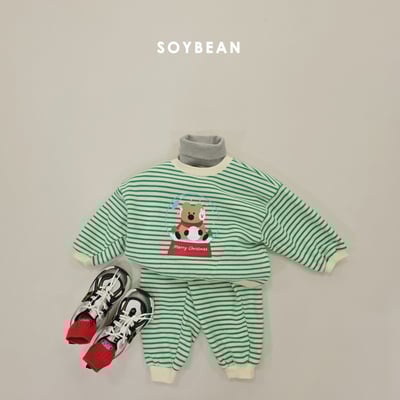 Soybean56｜(75cm-118cm) 雪球印花條紋休閒套裝15