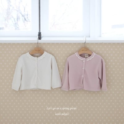 M-KIDS46｜(65-115cm) 2色蕾絲花邊開襟外套1