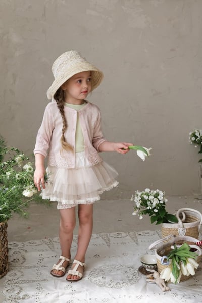 FLO04｜(75-140) 四色蕾絲七分袖開衫12