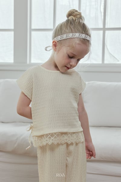 ROA04｜(6m-18m) 2色抓皺蕾絲滾邊套裝10