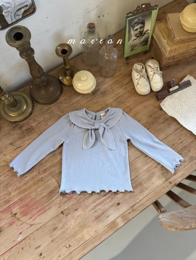 Marron49｜(1y-6y) 領結木耳邊上衣11