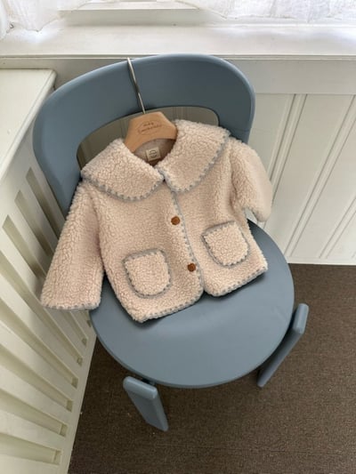 MONBEBE25｜(1y-6y) 滾邊刷毛翻領外套1