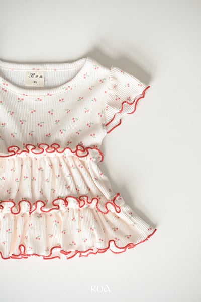 ROA23｜(6m-18m) 2色櫻桃捲邊層次上衣5