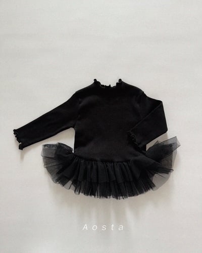AOSTA35｜(6m-5y) 捲邊薄紗澎澎裙擺上衣4