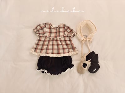 Valubebe 52｜(65-90cm) 格子泡泡袖襯衫8