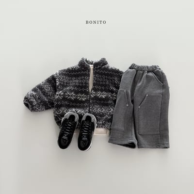 Bonito45｜(75cm-125cm) 雪花刷毛拉鍊外套16