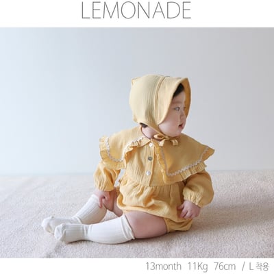 LEMONADE14｜(55cm-85cm) 2色波浪邊大翻領包屁衣含帽子17