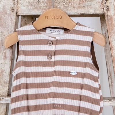 M-KIDS41｜(65-80cm) 條紋元標包屁衣7