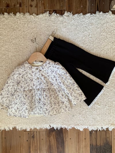 JE634｜(80cm-110cm) 毛絨花邊喇叭褲9