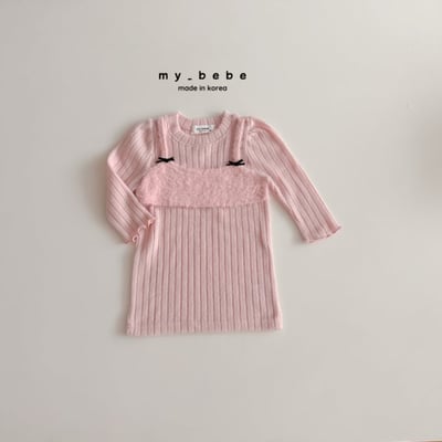 my_bebe19｜(-12m-7y) 毛呢背心假兩件羅紋洋裝3