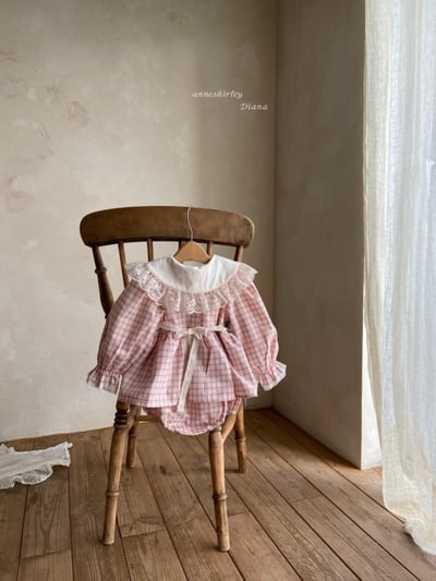 Anne Shirley01｜(3m-22m) 2色格紋蕾絲包屁洋裝16