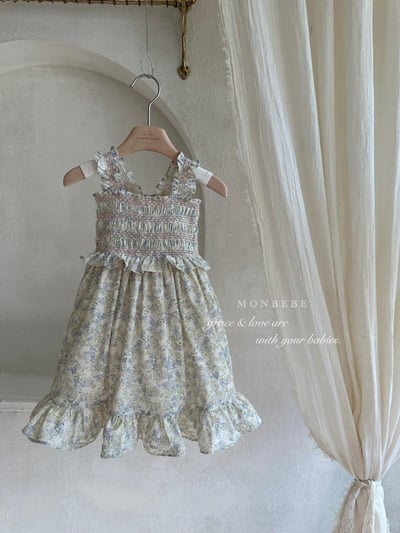 MONBEBE18｜(1y-8y MOM) 小碎花鬆緊胸帶洋裝4