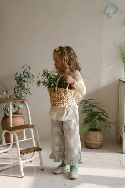 FLO36｜(75-140) 3色法式圍裙碎花荷葉長褲6