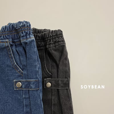 Soybean88｜(75cm-118cm) 按扣牛仔寬褲2