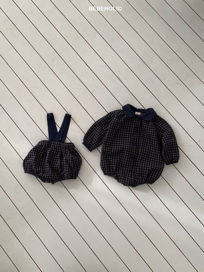 Bebe holic28｜(3m-18m) 格紋有領包屁衣5