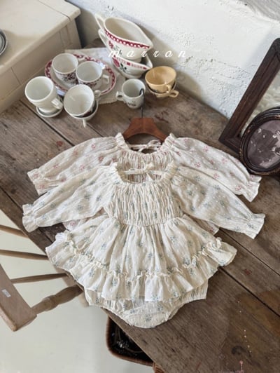 Marron32｜(3m-18m) 春日碎花荷葉包屁裙6