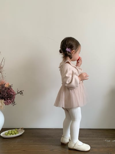 JE617｜(73cm-110cm) 翻領蝴蝶結薄紗包屁衣/羊羔毛背心23