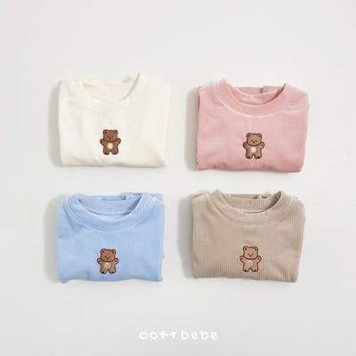 Oottbebe08｜(1y-7y) 絲絨小熊上衣2