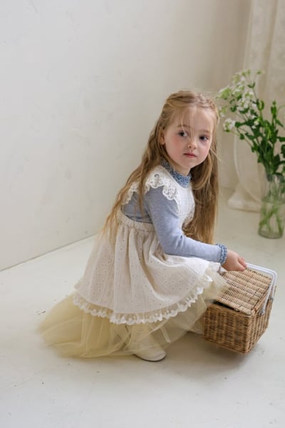 FLO22｜(75-140) 3色滾邊抓皺領上衣12