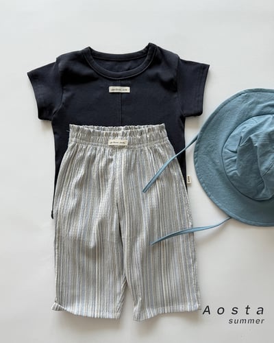 AOSTA56｜(6m-5y) 2款亞麻小標線條褲12