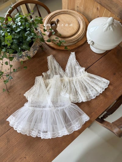 Marron14｜(1y-6y) 刺繡緹花蕾絲背心1