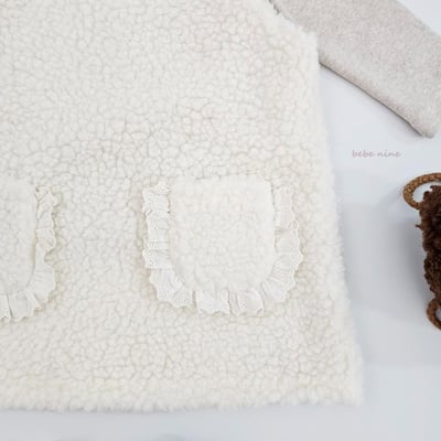 bebe nine38 (65cm-115cm) 2色蕾絲邊口袋吊帶洋裝15