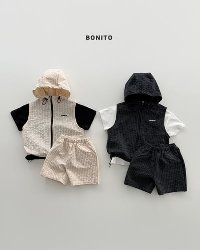 Bonito02｜(75cm-125cm) 2色帥氣連帽拉鍊背心2