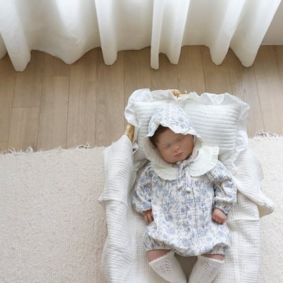 LEMONADE19｜(55cm-85cm) 2色翻領碎花包屁衣14