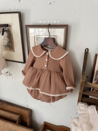 Marron 39｜(3m-18m) 法式簡約針織洋裝包屁衣5