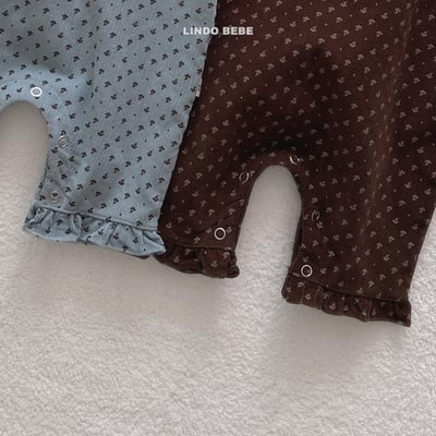 Lindo21｜(3m-18m) 荷葉摺邊吊帶連身扣3