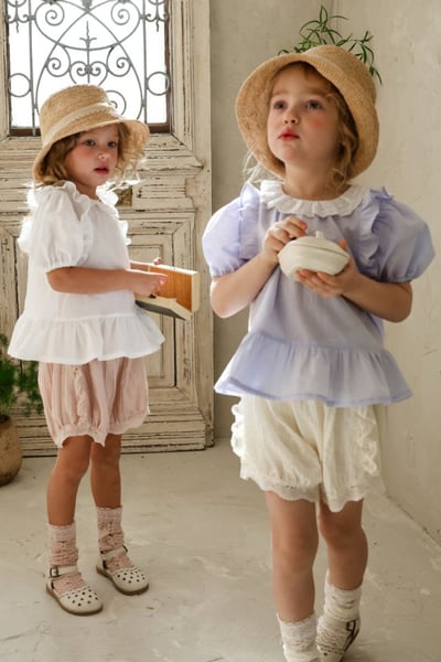 FLO02｜(75-140) 三色蕾絲蛋糕襯衫13