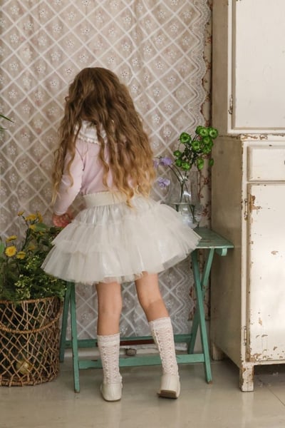 FLO43｜(75-140) 2色薄紗澎澎裙1