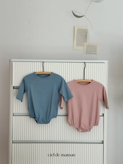 Cieldemaman04｜(6M~15M)  4色條紋長袖包屁衣服7