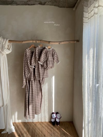 Anne Shirley16｜(1y-5y) 1色格紋蕾絲縮口洋裝3