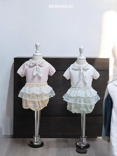 Bebe holic45｜(3m-18m) 海軍蕾絲領上衣4