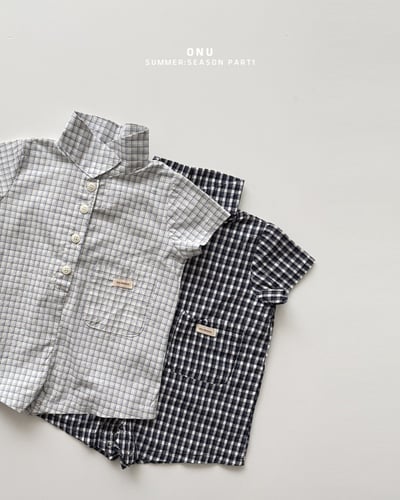 onu53｜(6m-12m) 格紋有領包屁衣3