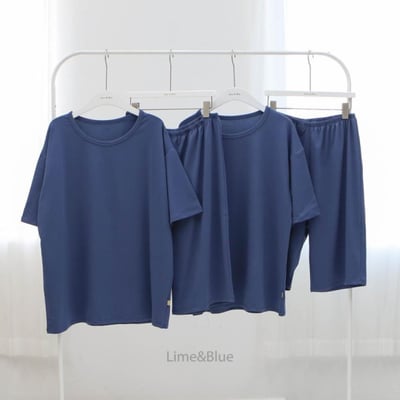 LIME&BLUE30｜(55-118cm MOM-DAD)  透氣素色親子套裝22