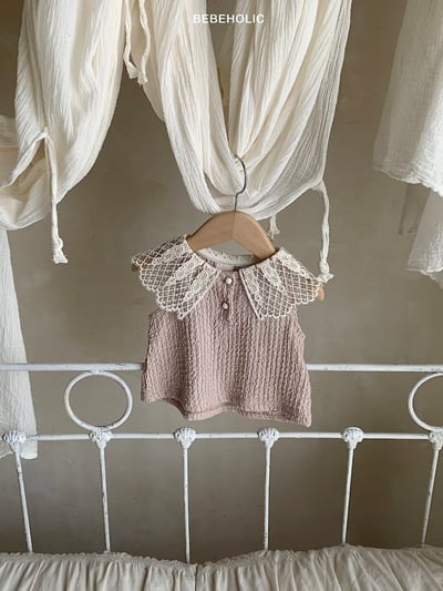 Bebe holic39｜(3m-18m) 蕾絲格領無袖上衣11