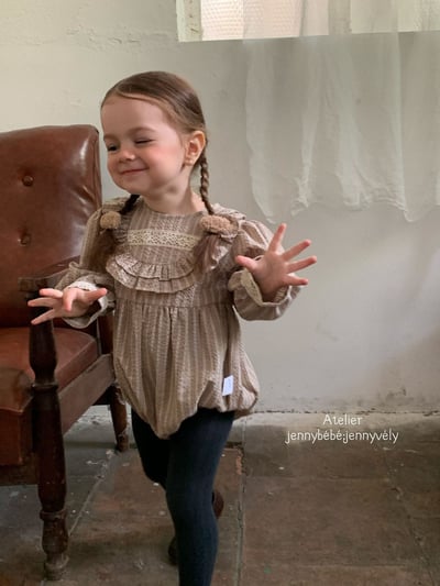 JE574｜(66-90cm) 花邊領條紋包屁衣7