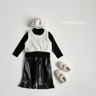 vivid24｜(78cm-125cm) 皮革荷葉邊長褲4