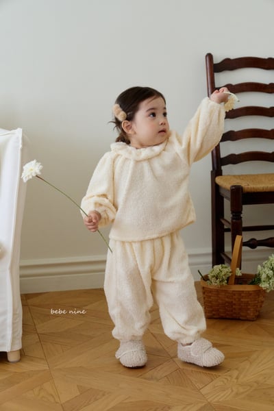 bebe nine41 (65cm-115cm) 2色抓絨荷葉領套裝4