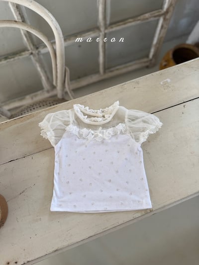 Marron30｜(1y-6y) 優雅緞帶蕾絲上衣7