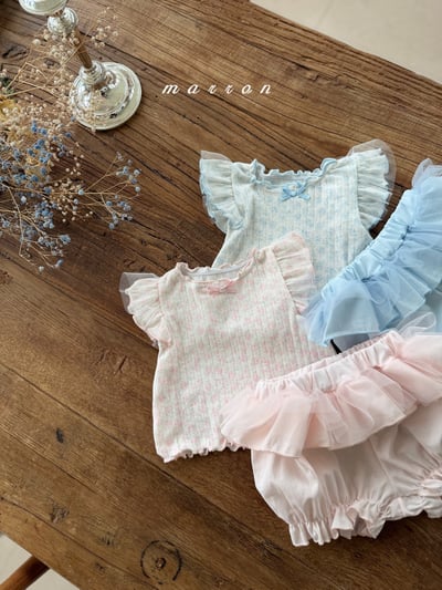 Marron02｜(3m-18m) 蕾絲小碎花套裝3