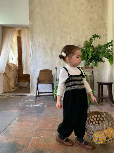 JE581｜(73-100cm) 抓皺綁帶連身褲/素面捲邊上衣25