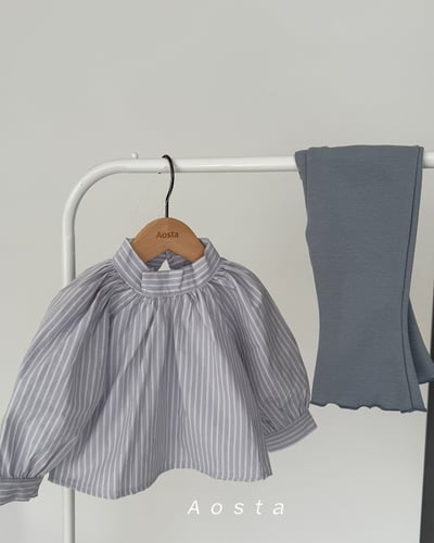 AOSTA21｜(6m-5y) 立領壓紋/細條襯衫21