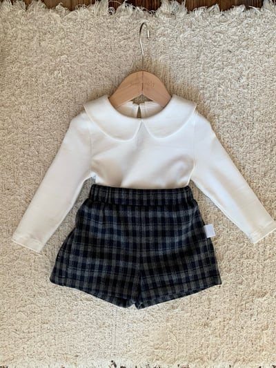 JE633｜(80cm-110cm) 法式格紋套裝/經典圓領上衣4