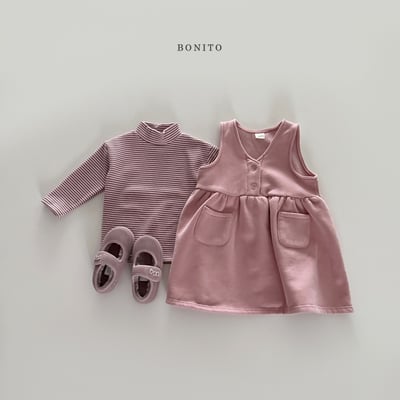 Bonito50｜(75cm-125cm) 條紋中高領上衣16