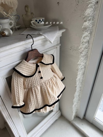 Marron 39｜(3m-18m) 法式簡約針織洋裝包屁衣9