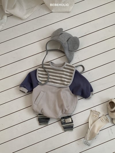 Bebe holic58｜(3m-18m) 撞色口袋包屁衣5