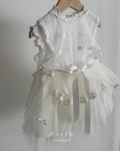 AOSTA65｜(6m-5y) 3款山茶花蕾絲連身裙10